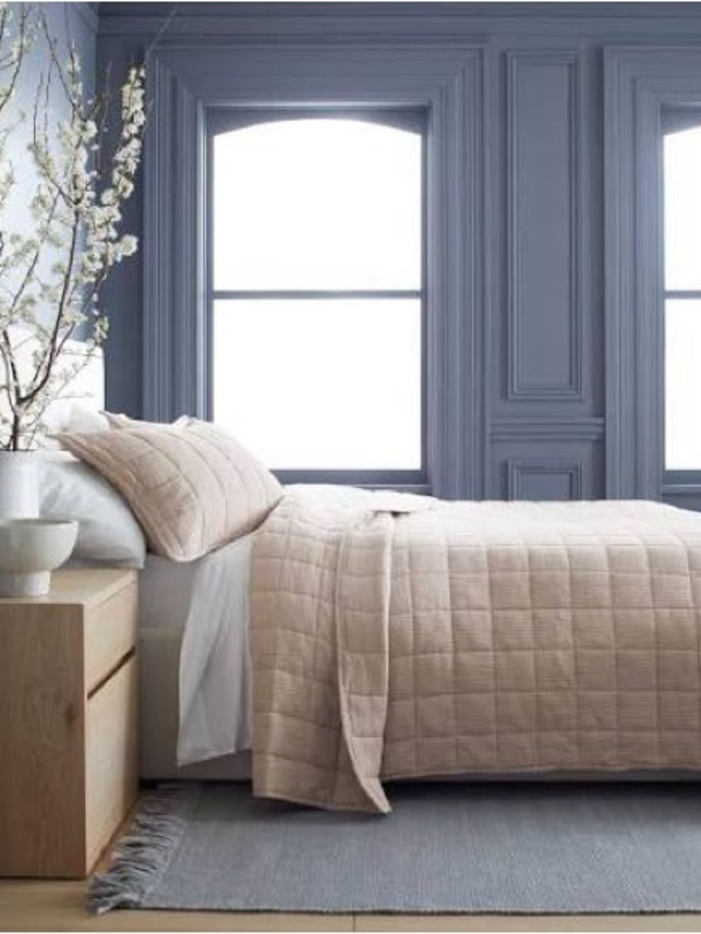 NEW Quince Dune Airy Gauze Box Quilt Beige Comforter QUEEN FULL Neutral Bedding